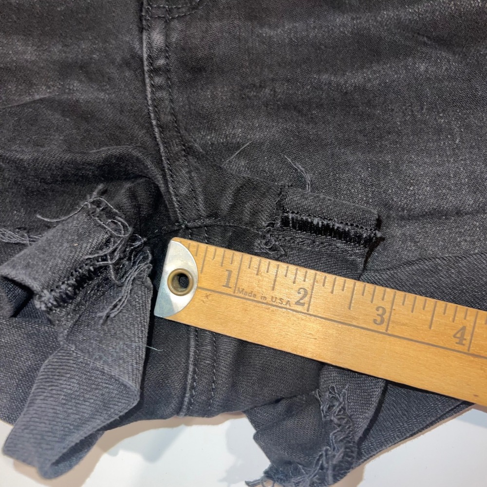 American Eagle Mom Shorts Women 2 Black Excellent High Waisted Raw Hem Stretch - Picture 10 of 10